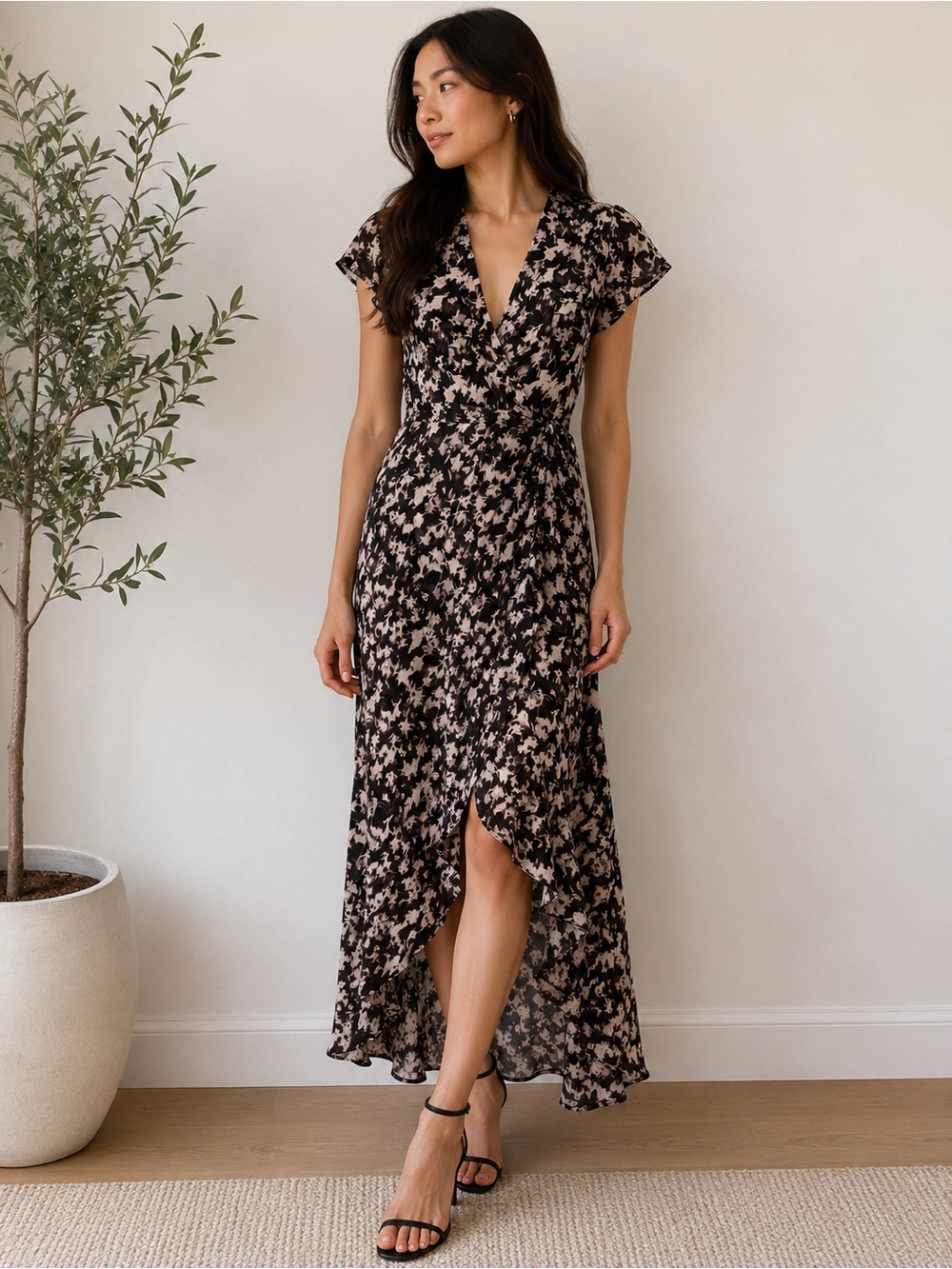 Talula Floral Midi Dress with Side Zip | Size 2